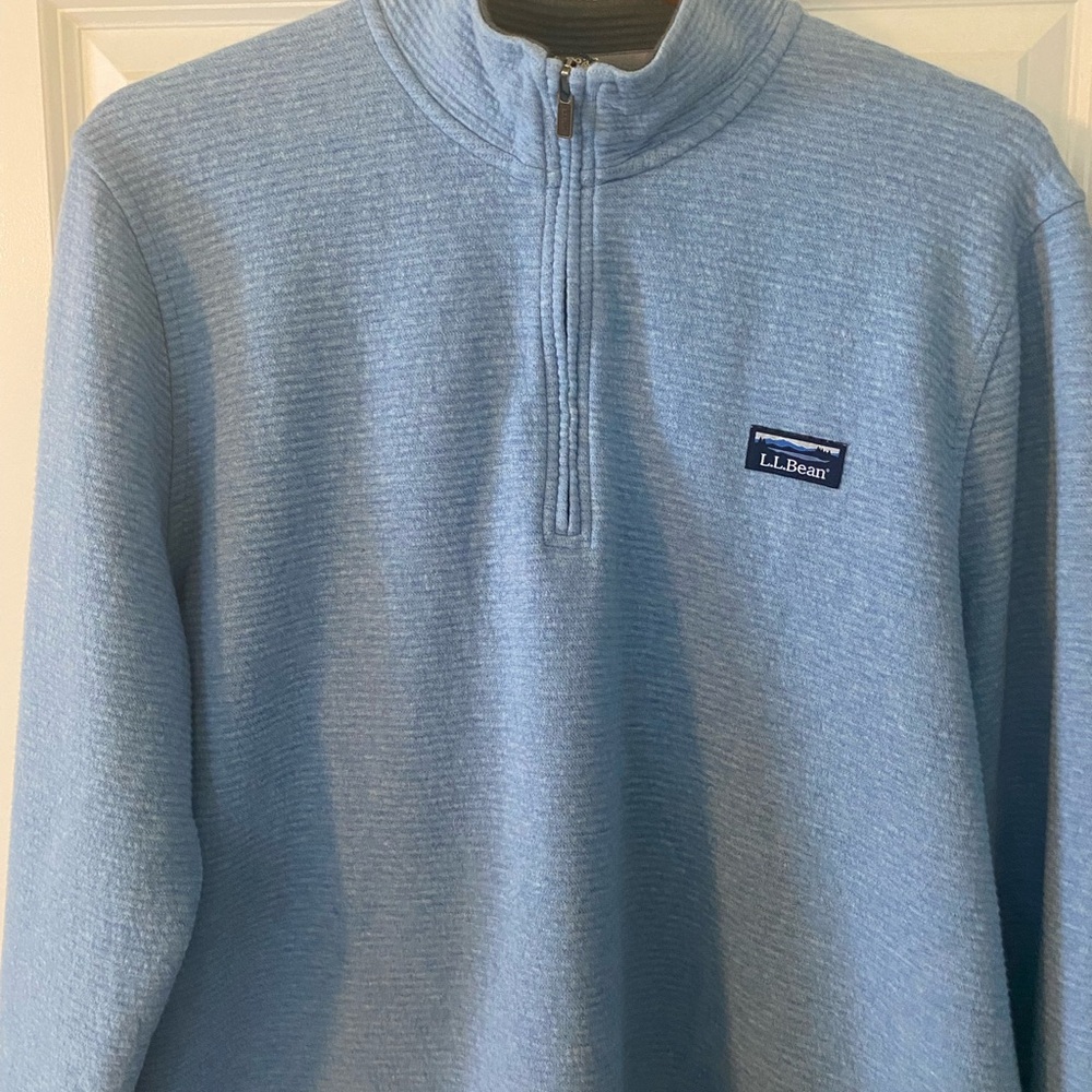 L.L. Bean Blue Zip Up Sweater with Standing Collar - like new